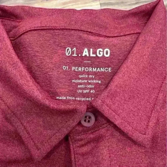 01 Algo Men’s Heather Red Performance Polo Shirt, Quick-Dry, Size XL - Picture 5 of 5